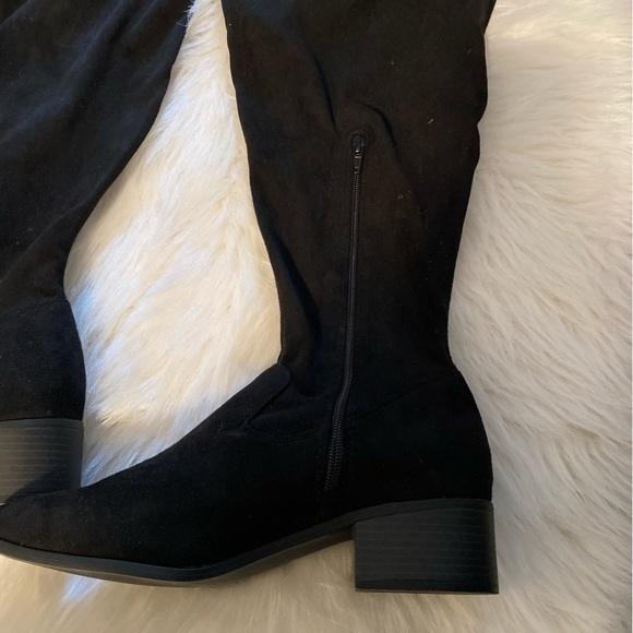 Hannah Shoe Dazzle Over The Knee Boots Women’s Size 10 Black Bottom Side Zip - Picture 4 of 13